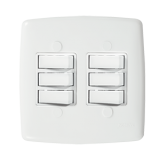 Conjunto 6 Interruptores 3 Teclas Simples +  3 Teclas Paralelas 4x4 - Mônaco